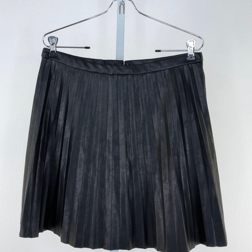 J. Crew Black Faux Leather Pleated Skirt, 10 NWT